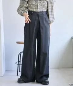 kastane デニムタックワイドパンツ ブラック サイズ