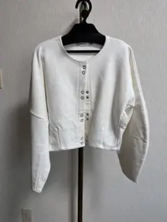 MOUSSY ホワイト クロップド長袖トップス F