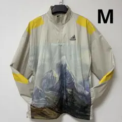 adidas ハーフジップ ウィンドブレーカー メンズ　マウンテングラフィック