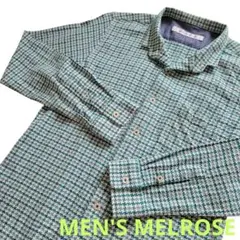 MEN'S MELROSE 千鳥格子柄 長袖シャツ グリーン系のサムネイル