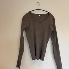 coca 杢ブラウン リブ編み 長袖T Lサイズ