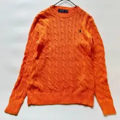 ポロラルフローレン ケーブルニット 綿 ポニー刺繍 ニット XSサイズ オレンジ
