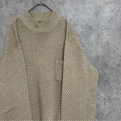 80s vintage 柄ニット　モックネック　メンズ　古着　個性派