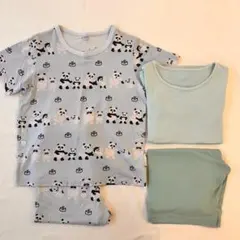 UNIQLO　120　110　ぱんだ銭湯　無地　パジャマ　半袖　まとめ売りのサムネイル