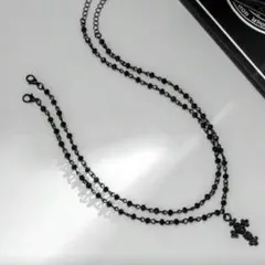 ブラック クロスモチーフ ネックレス 2段式
