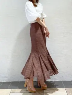 dazzlin レースロングマーメイドスカート　モカ