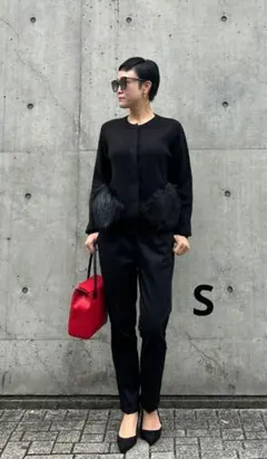 【JENNE】裏起毛ブラックパンツ