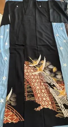 黒留袖　昭和レトロ 【鶴、松】落款