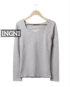 k0860 INGNI ケーブルハートネック／ロンTシャツ グレーのサムネイル