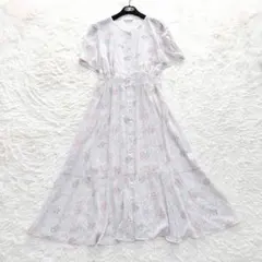美品 ローズティアラ 大きいサイズ 42小花柄ガウンマキシワンピース 羽織りのサムネイル