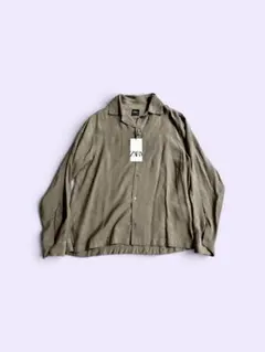美品 ZARA リネン セットアップ ブラウンモール シャツ パンツ 春夏