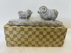 文鎮　正月飾り　ペーパーウェイト　筆置　羊　親子　書　鋳物