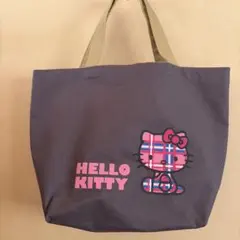 ハローキティー　チェック柄　トートバッグ