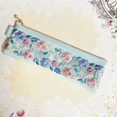 インド刺繍リボン　スリムペンケース
