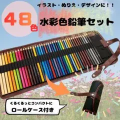 お絵かき 色鉛筆 48色 巻き取りケース ロールタイプ 描きやすい 持ち運び