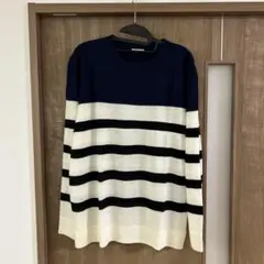 XL ネイビー ホワイト ストライプ セーター