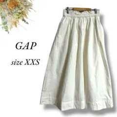 GAP ミモレ丈カジュアルスカート 白 ウエストゴム 無地No.463のサムネイル