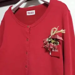 PINK HOUSE♡ 赤♡いちご♡ カーディガン♡Lサイズ♡新品コサージュ付♡