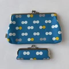 水玉がま口　財布　印鑑ケースセット