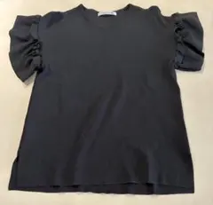 Viaggio Blu フリル袖 ブラック黒Tシャツ　ヴィアッジョブルー Mのサムネイル