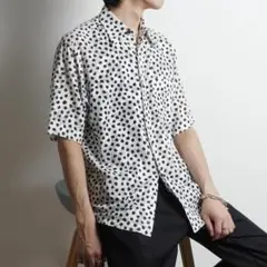 COSTA BRIN 半袖コットンシャツ ドット ホワイト/W148
