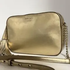 ジミーチュウ レザー　タッセル　ショルダーバッグ　カメラバッグ　ゴールド