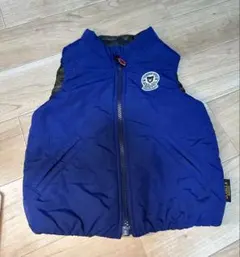 ミキハウス ダブルビー リバーシブルベスト ブルー 迷彩柄 キッズ 90cm