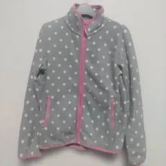 140 UNIQLO KIDS フリース ジャケット 水玉 羽織り 冬 防寒