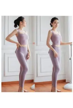 ヨガウェア トップス ラベンダー yoga 新品未使用 S リボン 2way