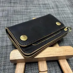 ミドルトラッカーウォレットブラック丘染め（茶芯）1 - メルカリ