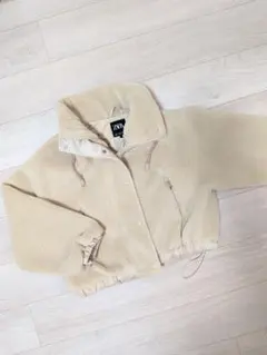 ZARA ベージュ フリースジャケット Ｌ　ボア　アウター
