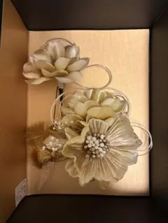ゴールド 花モチーフ 髪飾り　成人式