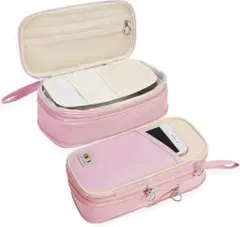 大容量 折りたたみ式ペンケース ピンク