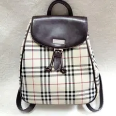 バーバリー リュック ノバチェック ロゴプレート レザー 巾着 フラップ 