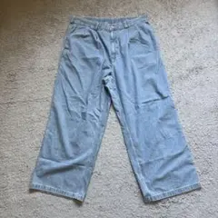 GU 薄い青 ワイドパンツ 綿100%