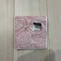 LANVIN バラ模様 ピンク タオルハンカチ 約25cm