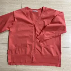 コーラルピンク Vネック カーディガン
