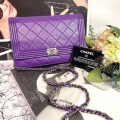 CHANEL シャネル【極美品】チェーンウォレット ボーイシャネル マトラッセ