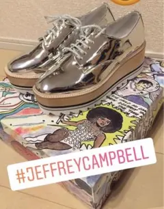 新品箱入りJeffreyCampbellメタリック厚底レースアップシューズ