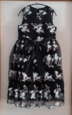 花柄刺繍　チュールドレス　黒