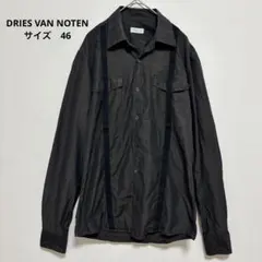 DRIES VAN NOTEN サスペンダーデザインシャツ ブラック　光沢　46のサムネイル