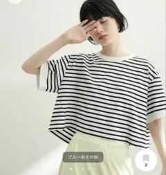 【美品】ADAM ET ROPE' ボーダーショート丈カットソーのサムネイル