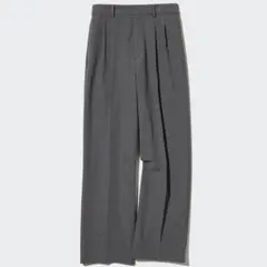 【美品】UNIQLO ユニクロ タックワイドパンツ グレー M しつけ糸付き