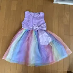 キッズ ドレス パープル レインボー 140cm