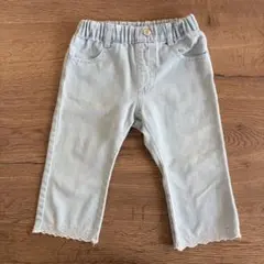Seraph 裾刺繍　デニムパンツ 8分丈　サックスブルー 100cmのサムネイル