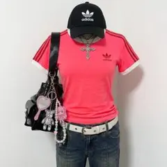 希少カラー❣️美品❤︎adidas リンガーTシャツ　ピチT平成ギャル　グランジ