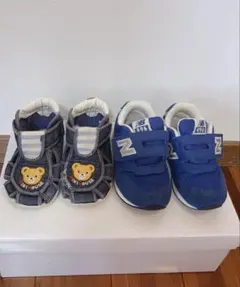 ミキハウス クマ刺繍サンダルとニューバランス スニーカーセット