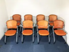 メッシュネスティング GI-HT-3159-OR 8脚セット 美品 キャスター付