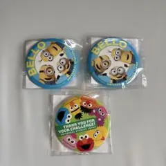 USJ 缶バッジ 3点セット セサミストリート ミニオン