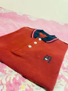 TOMMY HILFIGER ポロシャツ メンズ M レッド 半袖 刺繍ロゴのサムネイル